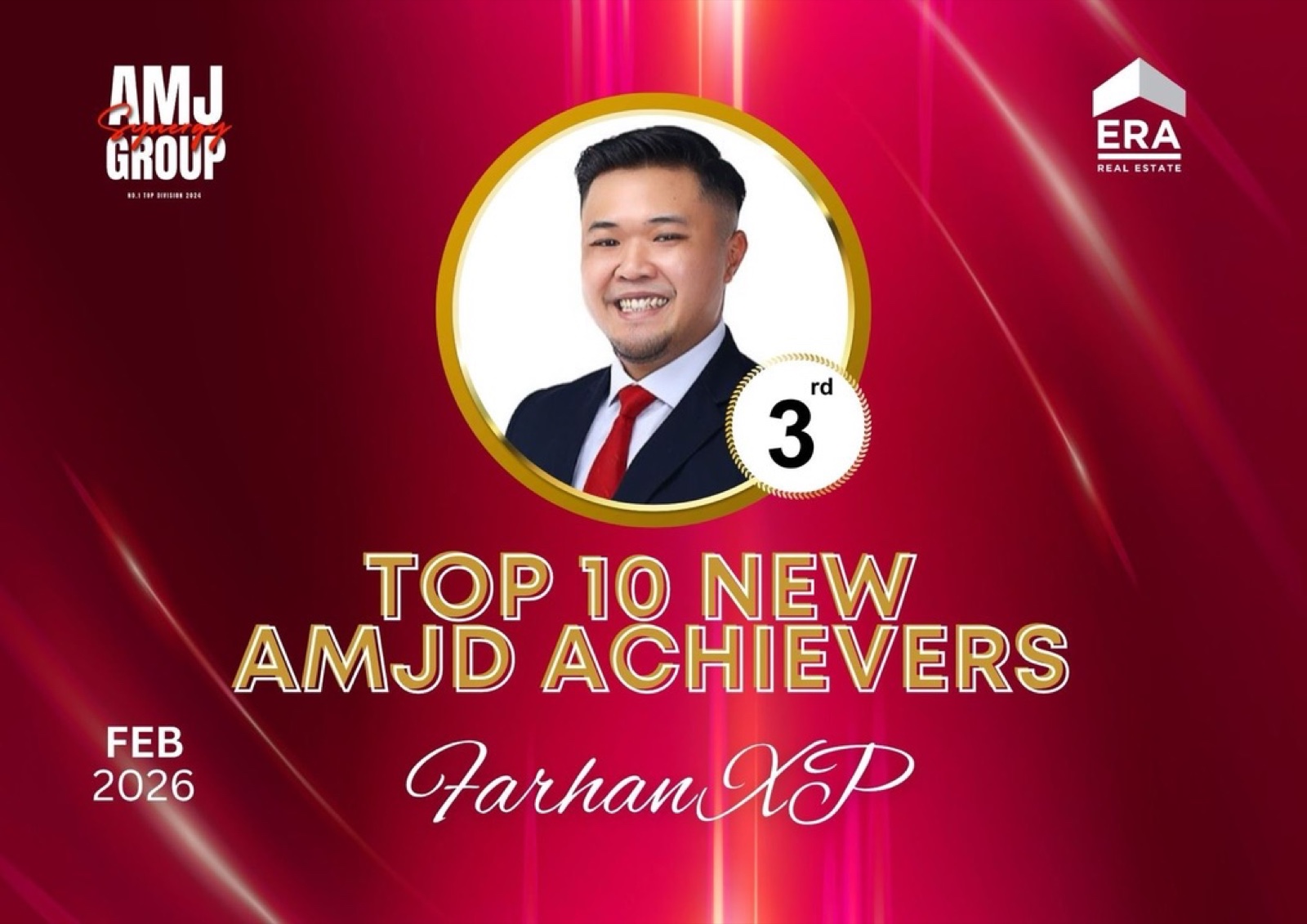 Farhan XP ranked third in the Top 10 New AMJD Achievers for February 2026