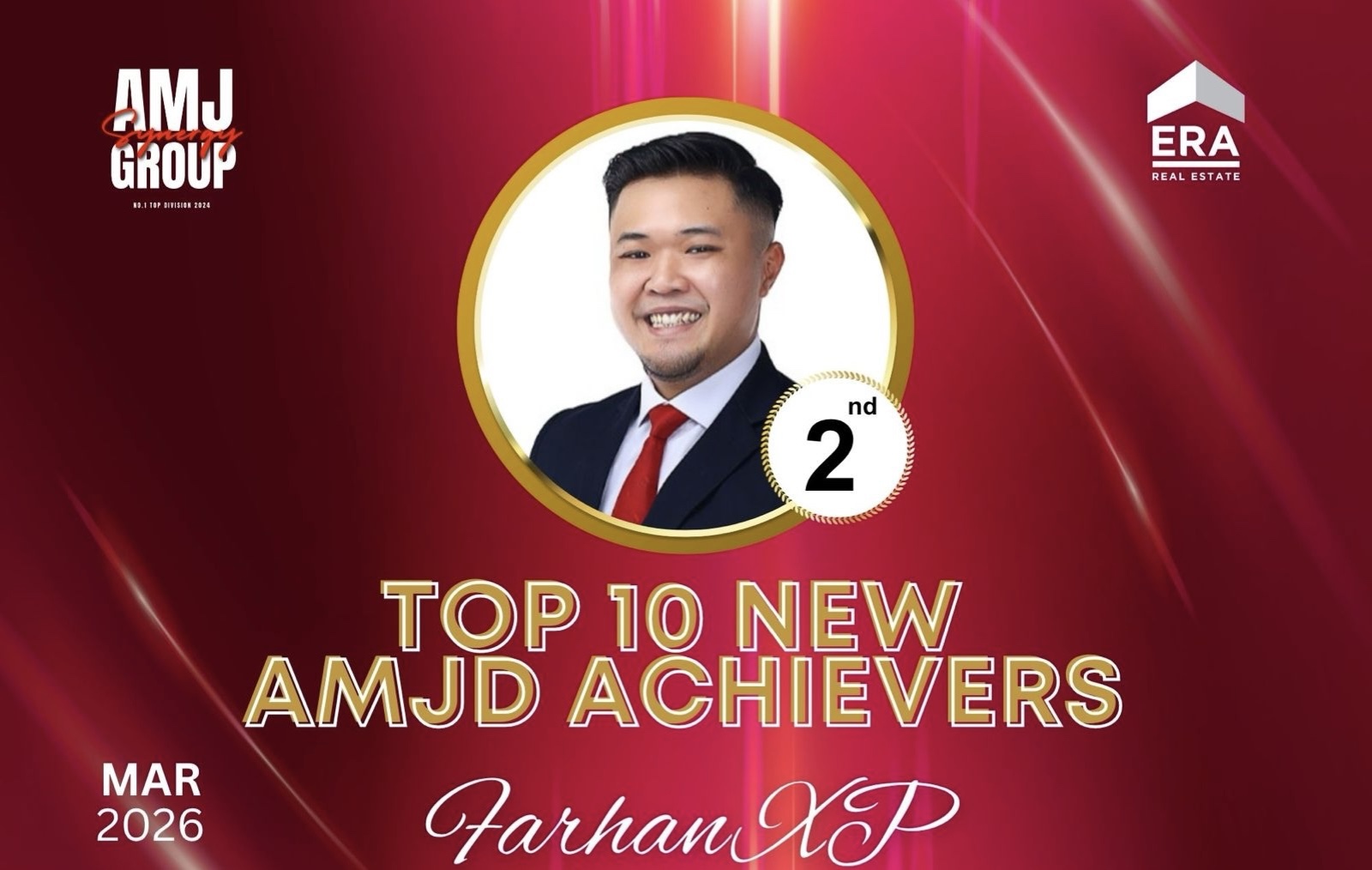 Farhan XP ranked second in the Top 10 New AMJD Achievers for March 2026